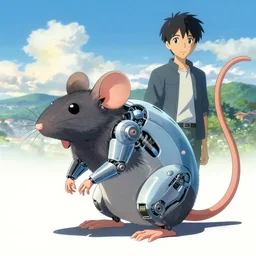 a rat, cybernetic enhancements, art by makoto shinkai and alan bean, yukito kishiro