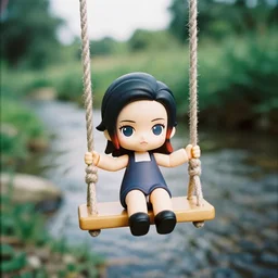 dua lipa as nendoroid on the swing as nendoroid by the rural stream as nendoroid, kodak film