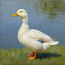 a duck on the prowl oil painting vik muniz