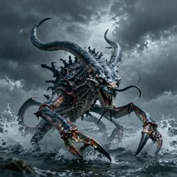 kraken in a sea storm of a twisted mind, hyper realistic, octane render, 5 0 mm