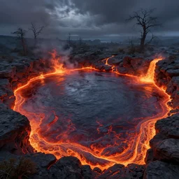 hot lava lake, digital art, concept art, fantasy art, highly detailed, hd wallpaper, hdr, artstation, deviantart, behance
