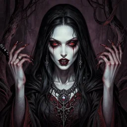 detailed image of a creepy women sorceress by richard corben, rich deep colors. masterpiece . intricate artwork, very coherent symmetrical artwork, cinematic, hyper realism, high detail, octane render, unreal engine, 8k, Vibrant colors, Smooth gradients, High contrast, depth of field. by Katsuhiro Otomo, full body character drawing, inspired by Evangeleon, clean ink detailed line drawing, intricate detail, extremely detailed.