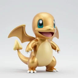 a gold bust of the Pokémon charmander