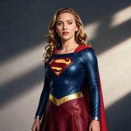photo of scarlett johansson as supergirl, in a studio