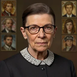 a hyper - realistic character concept art portrait of ruth bader ginsburg young, depth of field background, artstation, award - winning realistic sci - fi concept art by jim burns and greg rutkowski, beksinski, a realism masterpiece, james gilleard, bruegel, alphonse mucha, and yoshitaka amano.