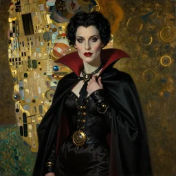 A beautiful painting of a lady vampire, steampunk, dracula, soft light, cinematic, klimt