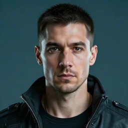 realistic portrait of a cyberpunk man, realistic, detailed,