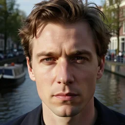 closeup portrait of unamused man with loch ness monster in amsterdam canal, nessie, photograph, natural light, sharp, detailed face, magazine, press, photo, steve mccurry, david lazar, canon, nikon, focus