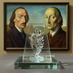 obituary for an alchemist. glass. painting by rene magritte, salvador dali