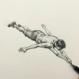 sketch work of someone flying