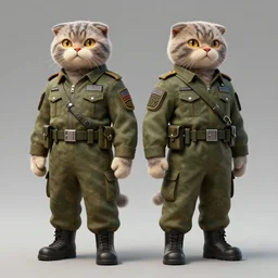 two humanoid scottish fold cat beast - men in military style, artstation, concept art, smooth, sharp foccus ilustration, artstation