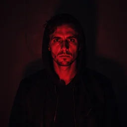 internal conflict, ken currie, dark, morbid, red glow