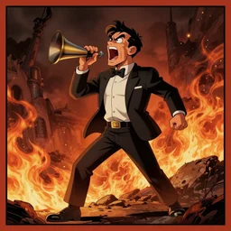 uncle junior soprano screaming about the eternal fires of hell cartoon strip