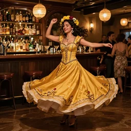 In the cantina, Margarita keeps the spirits high. There I watched her, she spun around and wound in The warmth, her body fanned the flame of the dance.