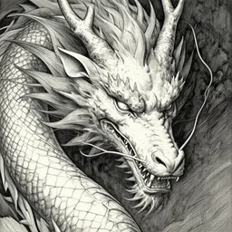 highly detailed picture of great dragon, sketch, manga, edge of the universe, perfectly face, highly detailed, masterpiece, trending on artstation, golden ratio, cinematic romantic magical, perfect intricate highly detailed painting by gustave dore, by timothy von rueden, by mucha alphonse, digital art