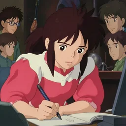 a film stillof a 1 9 8 0's disney girl animator working on a studio, animation studio, detailed features, closeup at the faces, perfect art, gapmoe yandere grimdark, trending on pixiv fanbox, painted by makoto shinkai takashi takeuchi studio ghibli, akihiko yoshida
