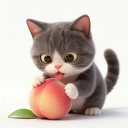 An adorable gremlin cat stealing a peach, by Stanley Artgerm Lau, WLOP, Rossdraws, James Jean, Andrei Riabovitchev, Marc Simonetti, and Greg Rutkowski, trending on artstation