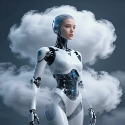 quantum cloud, ultra - realistic portrait of a beautiful female cyborg
