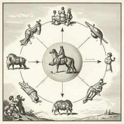 diagrama cosmogonico del pueblo selk ´ nam, engraving by norman rockwell