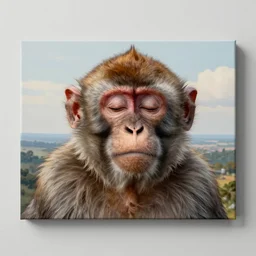 a full head shot, detailed photograph of a dreaming monkey in a distance landscape, photorealism ultradetailed digital art, irina french, heraldo ortega, mandy jurgens, golden ratio, art canvas, award winning, masterpiece trending on artstation 8 k 1 5 0 mpx, hasselblade wide shot