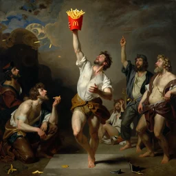 a medium serve of mcdonalds fries in the style of wayne barlowe, gustav moreau, goward, bussiere, roberto ferri, santiago caruso, luis ricardo falero, austin osman spare