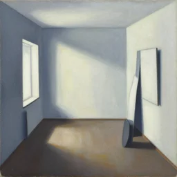 a painting of a confusing minimalistic room, an airbrush painting by breyten breytenbach, striking lighting, cgsociety!, neo - primitivism
