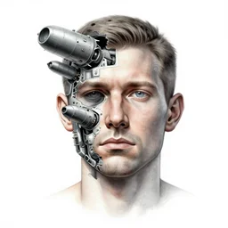 a perfect exploded technical drawing of a deconstructed man whose face has been reconstructed from thermonuclear warheads and butcher offcuts. annotations in the form of sign language squid semaphore. background a lush bhutan rainforest