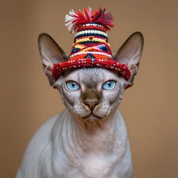 sphynx cat with peruvian hat