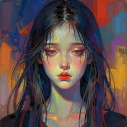 prompt! dream symmetry!! stunning portrait of a sad girl beautiful face!! by victo ngai, kilian eng vibrant colours, dynamic lighting, digital art, winning award masterpiece, fantastically beautiful, illustration, aesthetically inspired by beksinski and dan mumford, trending on artstation, art by greg rutkowski, 8 k