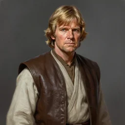 portrait of a man by Greg Rutkowski, old jedi Master Luke Skywalker from Star Wars Expanded Universe, he is about 60 years old, wearing tactical jedi gear, highly detailed portrait, digital painting, artstation, concept art, smooth, sharp foccus ilustration, Artstation HQ