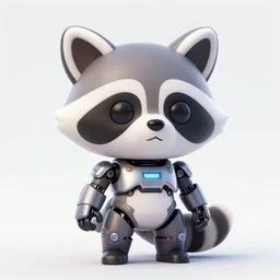 cute cyborg racoon cyperpunk cartoon aesthetic