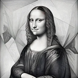 Geometrically surreal DaVinci extremely high detail, photorealistic, intricate line drawings, dotart, album art in the style of James Jean