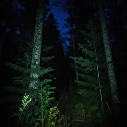 nightvision in an alberta forest at night
