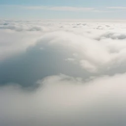 portra 800 photograph of thick and fluffy clouds, album cover