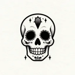 a small vector tattoo design. gothic. sugar skull.
