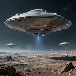 hyperdetailed photo of a ufo galactic battle on a distant unknown creepy planet 8 k extremely detailed hd hyperrealism mysterious movie studio fx
