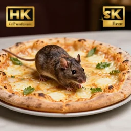 rat on pizza, michelin star restaurant, award winning photo, food photography, 4 k