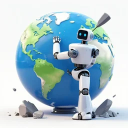 a robot destroying the wolrd