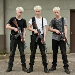 scrawny white teenage gangsters posing with rifles