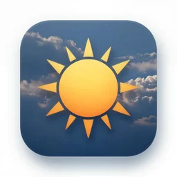 icon for weather app, favicon, widely used, icon, sunny, sun, detailed
