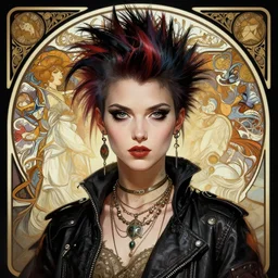 beautiful female punk, portrait, cyberpunk, symmetry, detailed, elegant, intricate, dynamic lighting, hyperrealism, digital art, digital painting, artstation, wlop, sharp focus, illustration, art by artgerm and greg rutkowski and alphonse mucha, 8 k