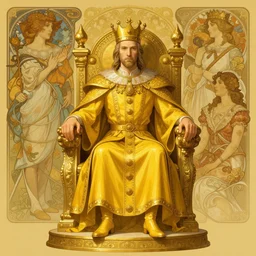 The king in yellow sits on a throne in Carcosa, very detailed, digital art, trending on artstation, concept art, smooth, illustration, art by artgerm and greg rutkowski and alphonse mucha and J. C. Leyendecker and Edmund Blair Leighton and Katsuhiro Otomo and Geof Darrow and Phil hale and Ashley wood and Ilya repin and Charlie Bowater