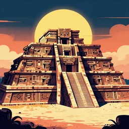 ancient aztec structure, epic retrowave art, trending on art station