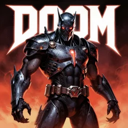 ( doom ) cover featuring doom slayer!! cyberdemon!! by kenneth scott, artstation, vivid gaze