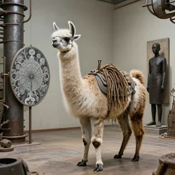 llama with dreadlocks, industrial scifi, by mandy jurgens, ernst haeckel, el anatsui, james jean