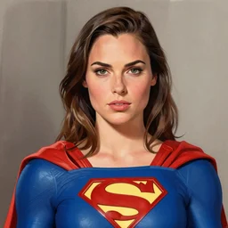 a potrait of gal gadot as supergirl. by rembrandt 1 6 6 7, illustration, by konstantin razumov
