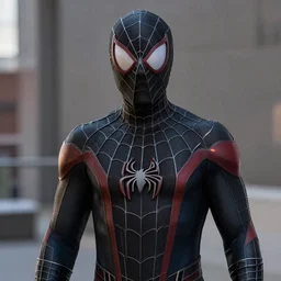 Donald Glover as Miles Morales in black Spider-Man suit, still from Spider-Man No Way Home, detailed, 4k