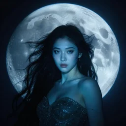 dark underwater portrait of the moon queen of the ocean, 5 0 mm
