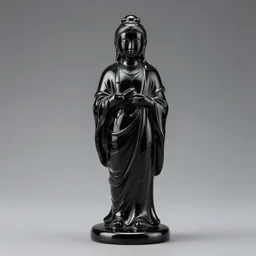 a glass statue in black studio