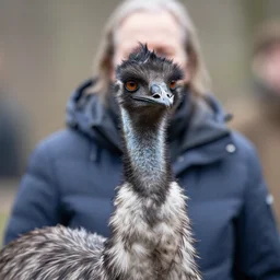 feathered beak neck neck large bird Emu assassin portrait donning a poofy down jacket exterior new york jonas de ro jihm mahfood francois schuiten ishbel myerscough foreground focus